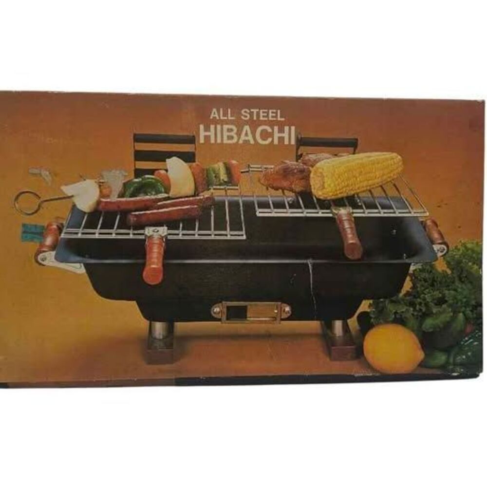 All Steel Hibachi Charcoal Grill Portable BBQ New in Original Box NOS